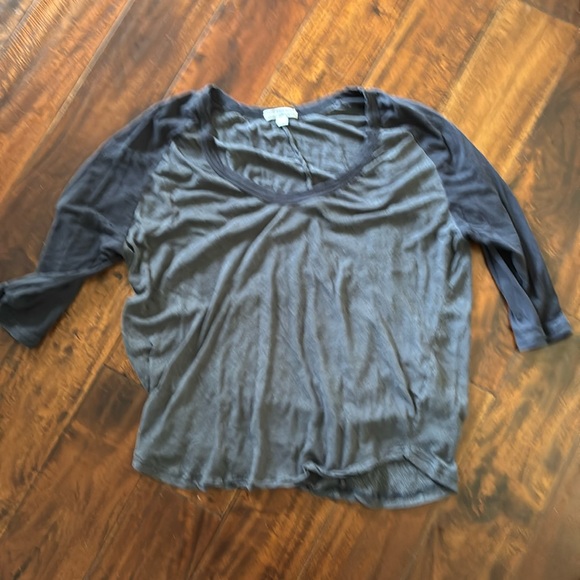 James Perse | Blue grey contrast raglan T-shirt 3/4 sleeves - Picture 2 of 8